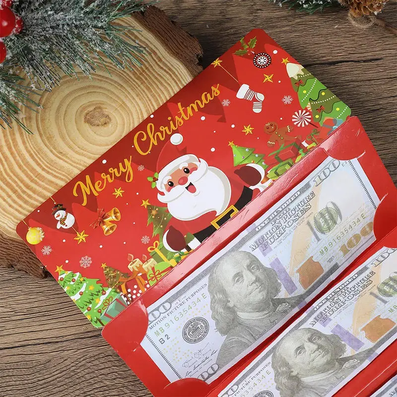 Description Picture 3 of itemChristmas Santa Claus Money Card Envelope With 10 Card Slot Merry Christmas Decorations For Home 2025 Folding Banknote Card Box