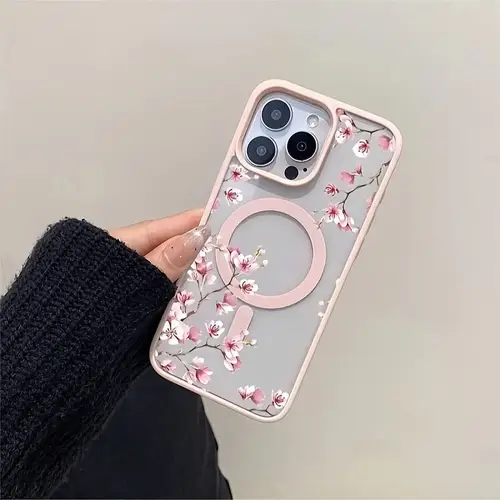 Pink Cherry Elegant Floral Background Design Magnetic Phone Case For iPhone 17 16 15 14 13 12 Pro Max 11 16 Plus 16E 17Air Cover - Image 3