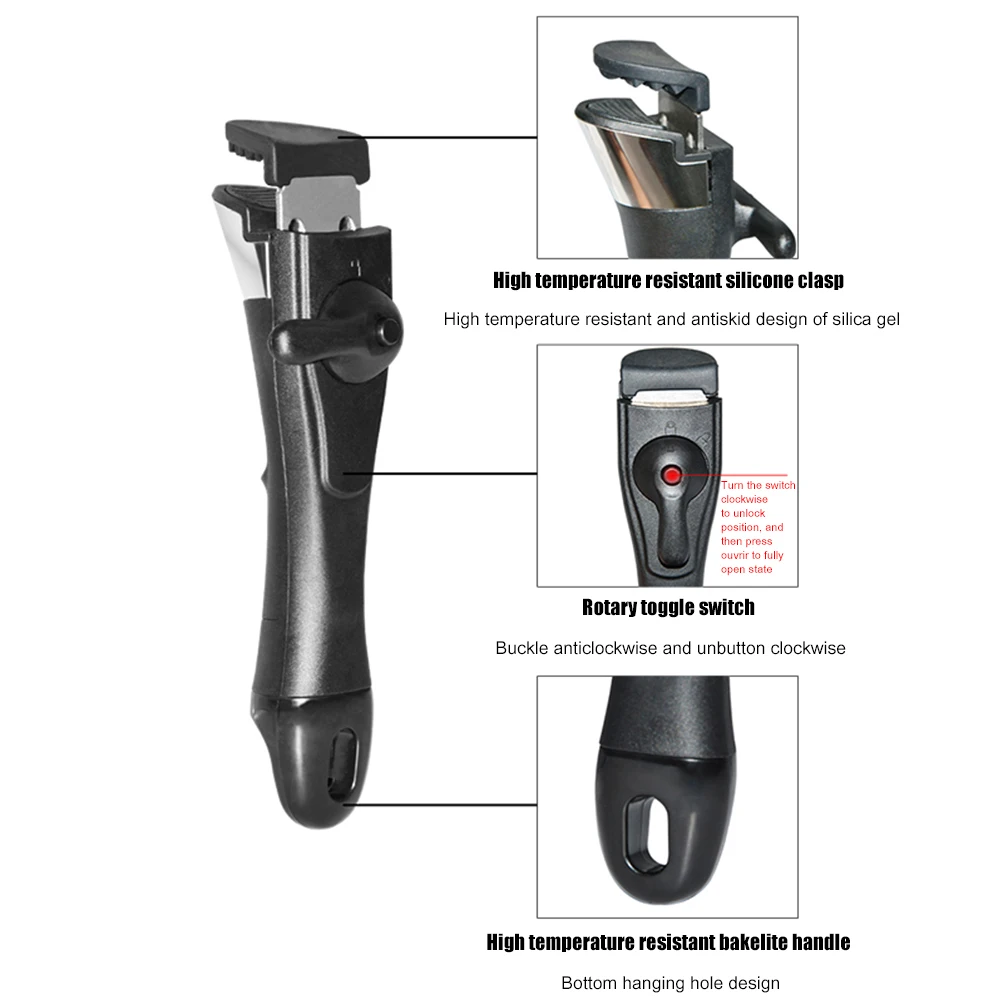 Tableware Detachable Replacement Clip Hand Grip Universal Kitchen Frying Pan Handle Removable Pan Pot Handle Grips for Cookware