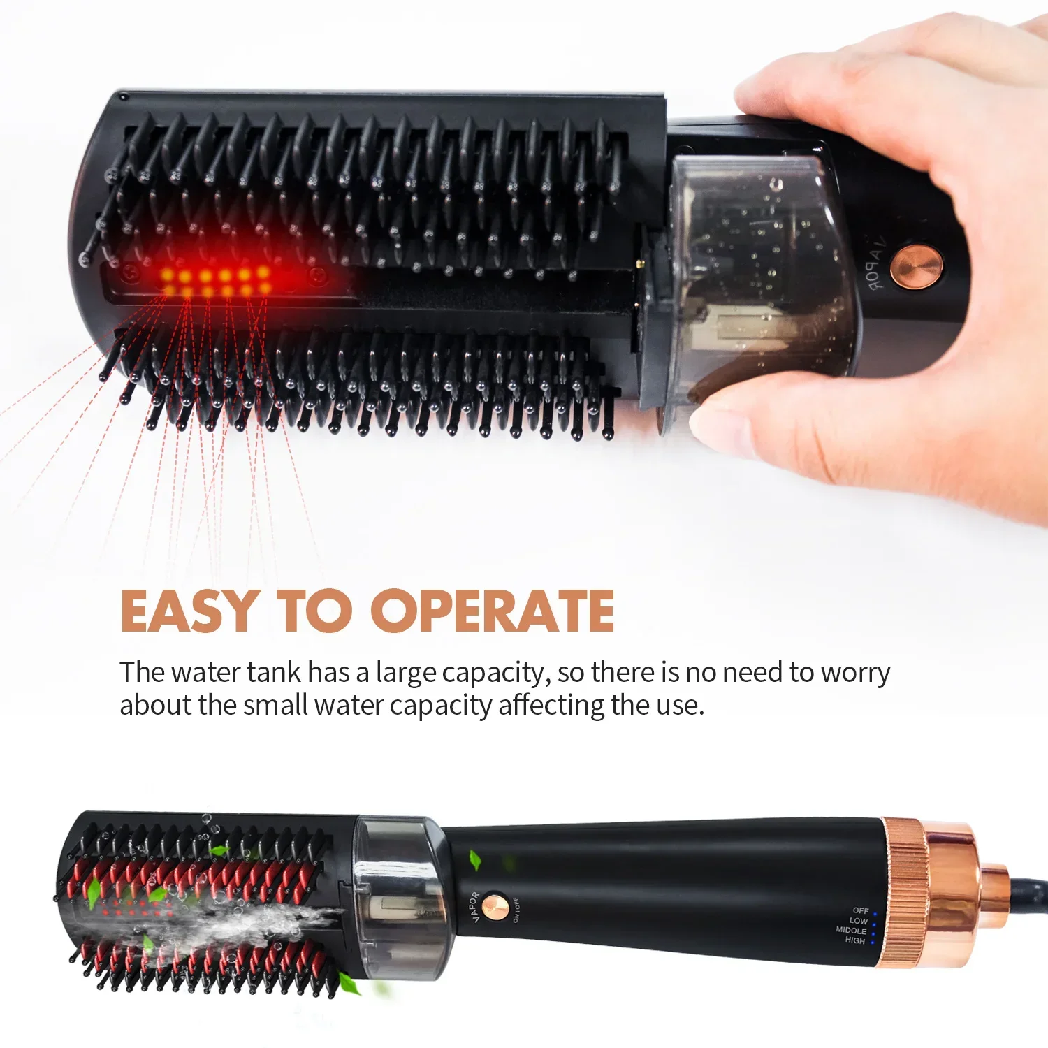 Professional One Step Infrared Spray Steam Hair Straightener Hot Air Brush Comb Blow Dryer 5