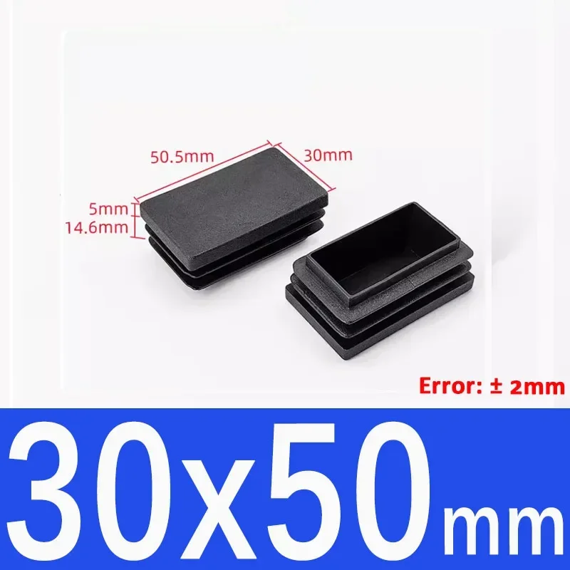 Black Square Plastic End Caps for Table or Chair Feet Protection