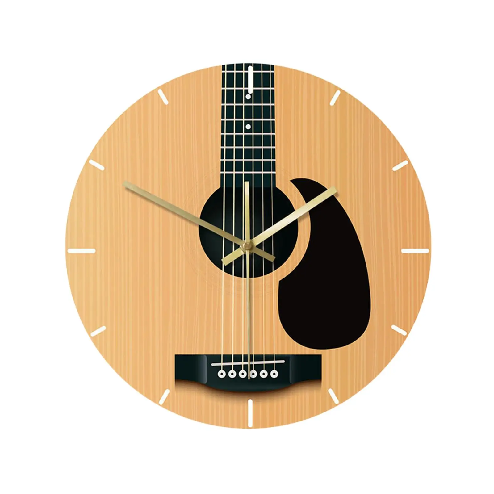 30cm Guitar Wall Clock Music Hanging Instrument Wall Art Home Decor No Ticking for Bedroom Living Room Gift