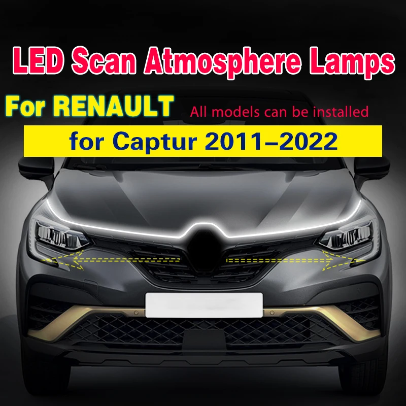 1PCS Car DRL Lamp LED Daytime Running Light For For Renault Captur  2011-2022 With Start Scan fog lamp 12V Universal Light Strip