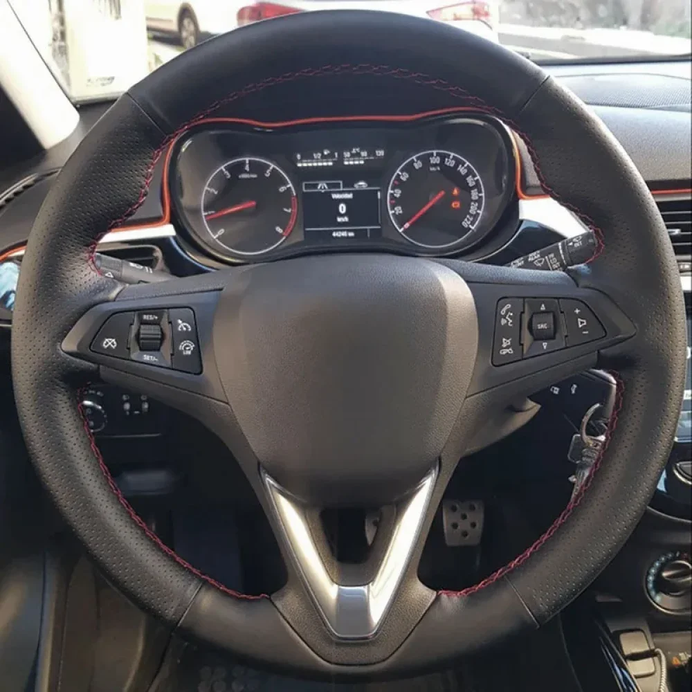 Auto-Lenkradbezug für Opel Astra (K) Corsa (E) CrosslandX GrandlandX Insignia, individuelle Lenkfolie aus Mikrofaserleder