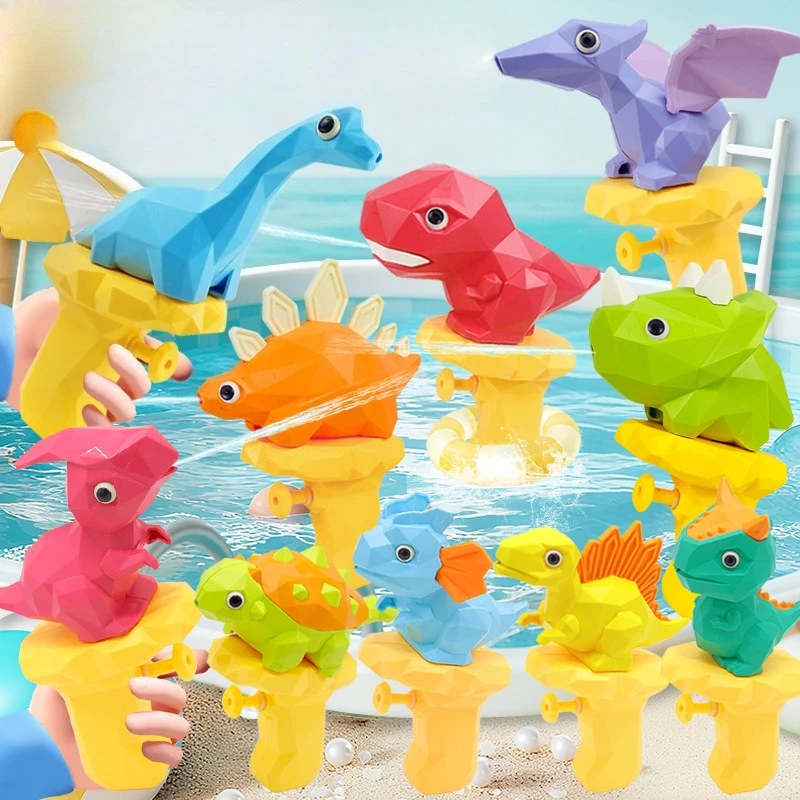 3Pcs Toddler Cute Dinosaur Pistol Summer Bath Toys Outdoor Party Water Games Swimming Pool Squirt Guns Birthday Gifts_voghion.com
