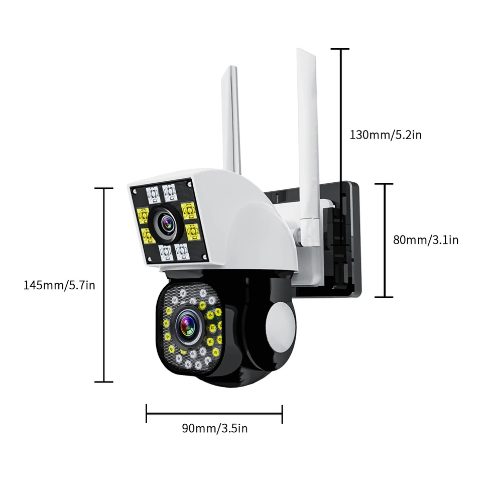Neye 4K/8MP Wireless WiFi Camera 1080P Dual Lens Dual Screen Outdoor Home Head IP Camera CCTV Dual Lens Security Camera