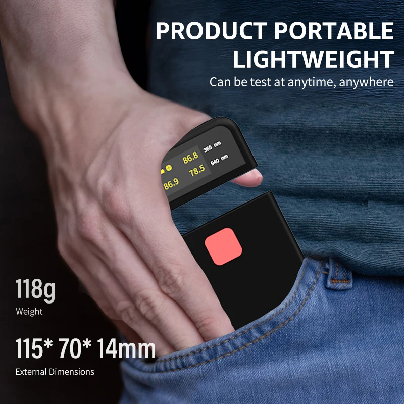 3-IN-1 Handheld Window Tint Transmission Meter VL/UV/IR Transmittance Meter Car Glass Solar Film Tester Type-C Charge 6