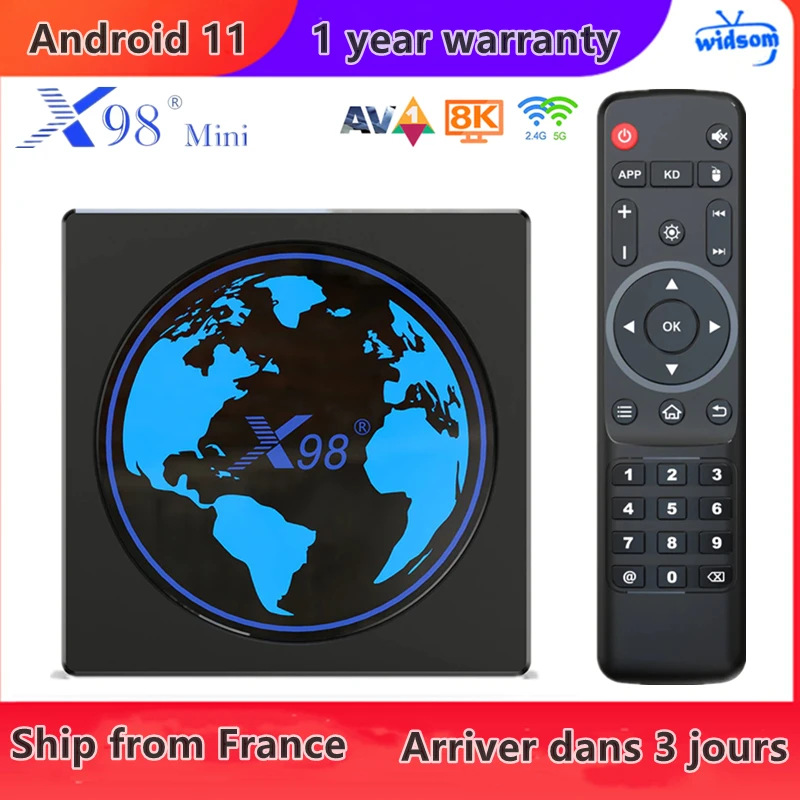 Лучший Смарт ТВ-бокс X98mini на ОС Android, S905W2 4G32G 4G64G медиаплеер X96 Smart TV m3u телеприставка отправка из Франции