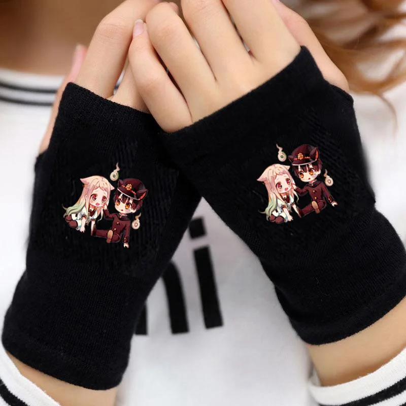 

Teenagers Women Short Fingerless Gloves Mitten Arm Warmer Men's Warm Cuff Gloves For anime Toilet-Bound Hanako kun Gloves