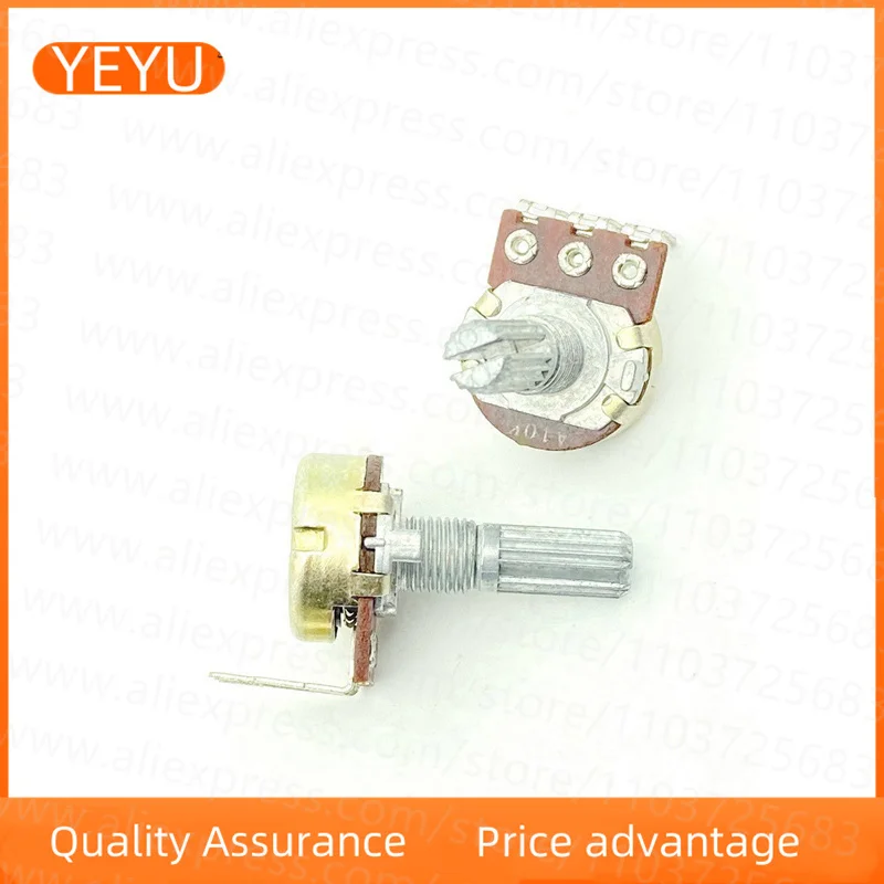Type 16 A10K Vertical Bent Foot Power Amplifier Sound Box Volume Potentiometer Single Coupling 3-pin 20mm Shaft 2PCS