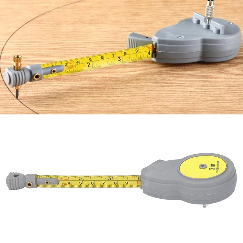 Professional 2M Rotape Compass Tape Measure with 10 Pencil Leads and Versatile Fixable Button
