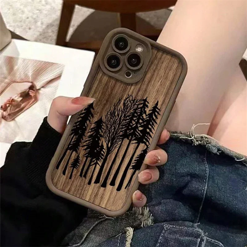 Retro Forest Wood Pattern Soft Phone Case Cover