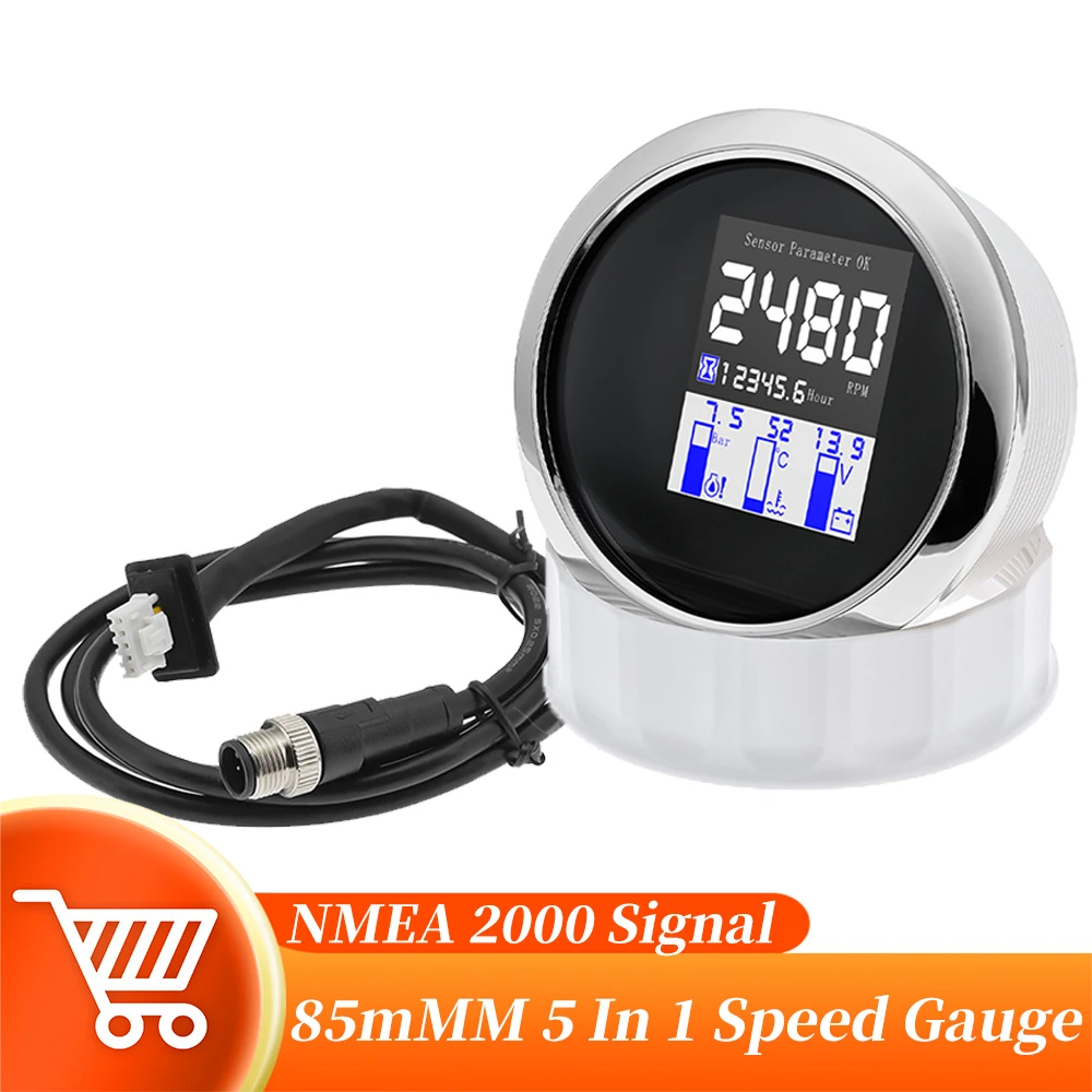 Marine Boat Multifunctional 5 in 1 Gauge Waterproof Digital Tachometer