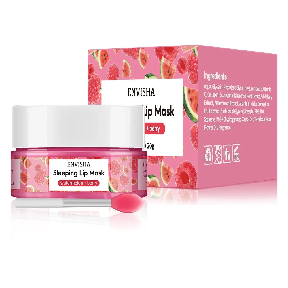 thumbnail image 1 of JIN ENVISHA Mascarilla para dormir de labios con sandía, hidratante, antiarrugas, bálsamo nutritivo para el cuidado de la piel, belleza y salud, 20 g, 1 of 5