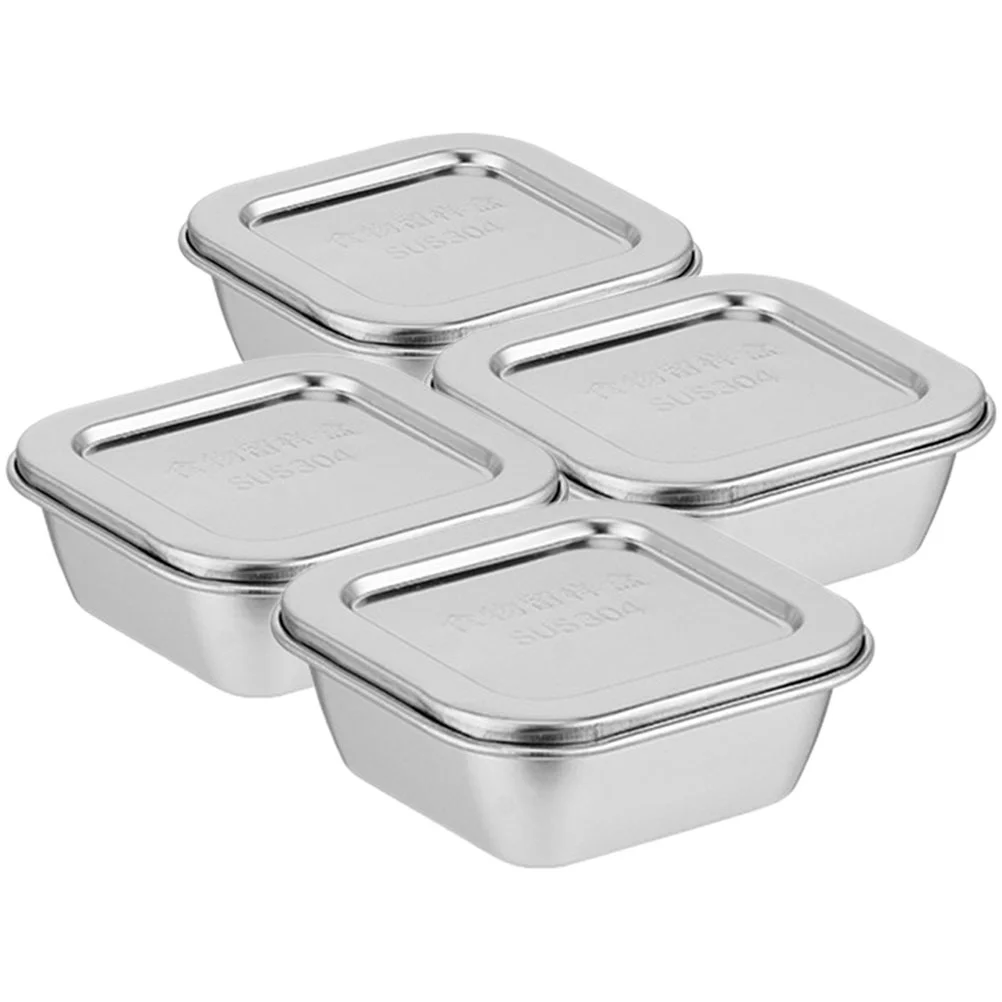 

4 Pcs Large Food Containers Storage with Lids Airtight for Fridge Stainless Steel