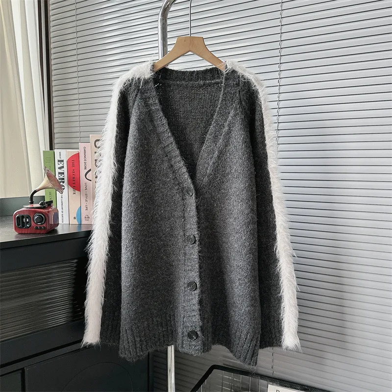

SuperAen Korea Dongmen Cardigan Knitted Coat 2023 Autumn/Winter New Loose Versatile Lazy Women's Sweater Coat