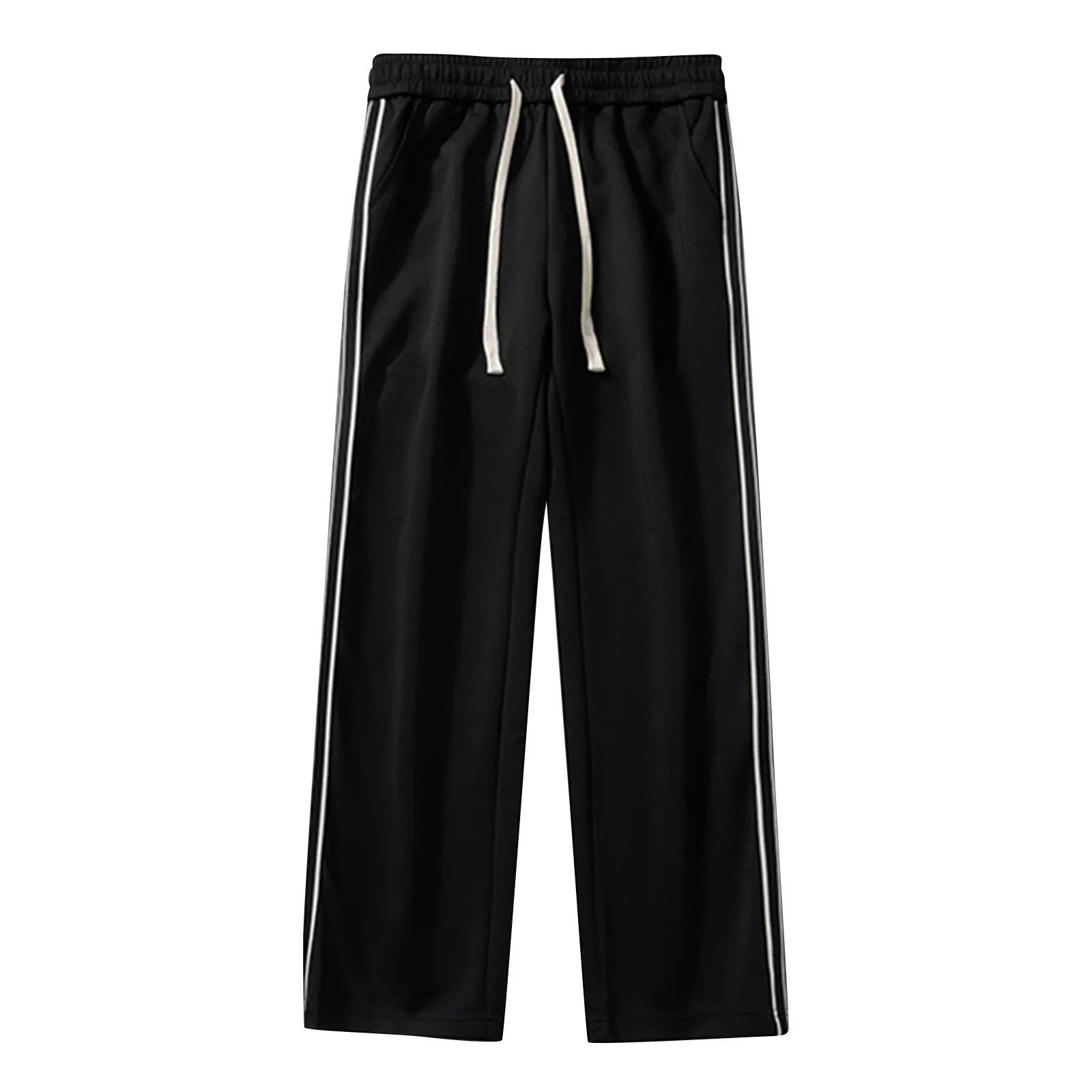 

Men'S Striped Sweatpants Spring And Fall Casual Loose Straight Pants Casual Wide-Legged Sweatpants Pocket Korean Style Trousers
