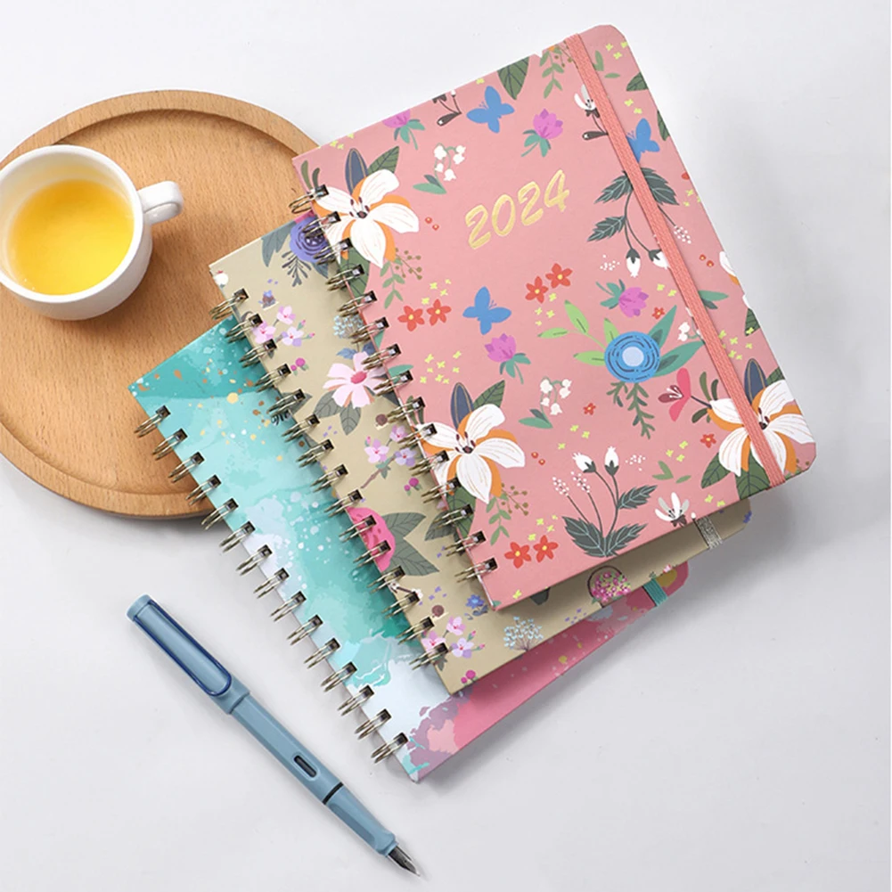 

2024 стильный блокнот-планировщик с цветочным принтом, плавные блокноты для рукописного ввода, блокноты для дневника, работы, спорта