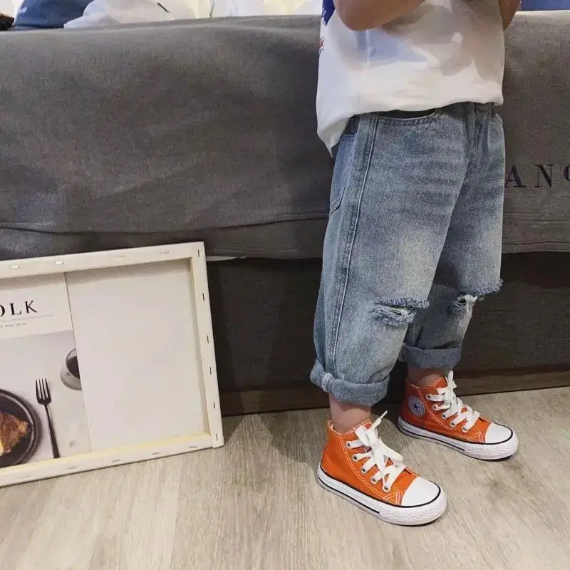 Jeans strappati per bambini estate sottile nuovi Jeans Casual per bambini versatili ragazzi