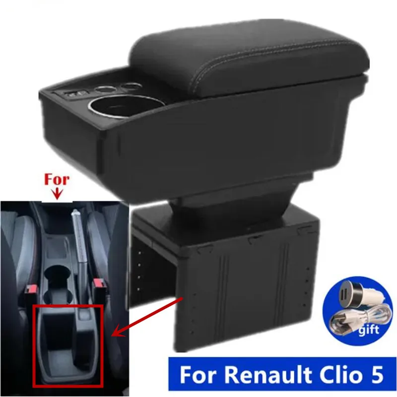 Console Centrale / Accoudoir Rangement Pour Renault Clio 5 – Avec Ou Sans Ports USB – Noir – Installation Facile