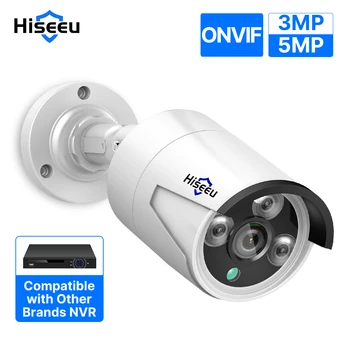 Hiseeu 5MP Audio IP Telecamera di Sorveglianza di Sicurezza POE H.265 Esterna Impermeabile IP66 CCTV Telecamera P2P Video Casa per POE NVR