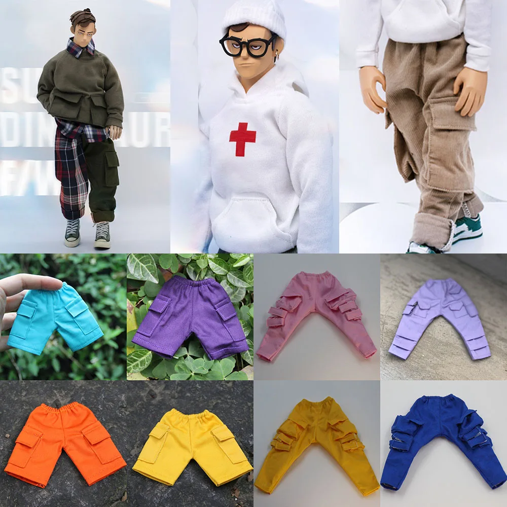 

1/6 Male Soldier Shorts Loose Cargo Pants Multi Pockets Candy Color Functional Shirt Hoodie For 12" Action Figure Model Toys