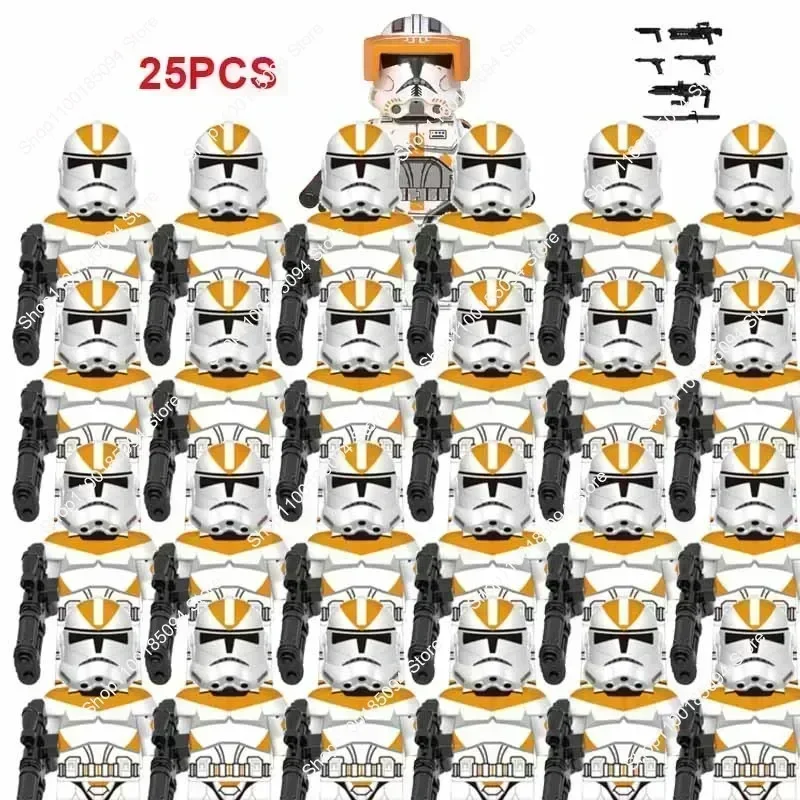 핫토이즈 25피스 스타 스톰트루퍼스 212번 공격대대 병사들 빌딩 블록 브릭 스타 액션 피규어 워즈 장난감 어린이 선물
