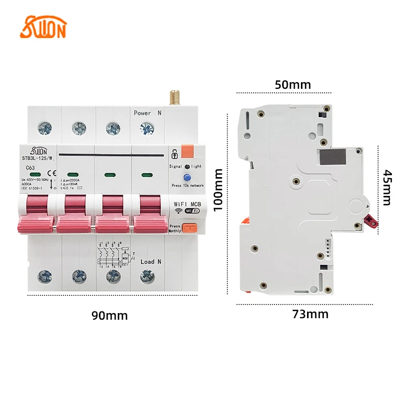 Ewelink Wireless Smart Circuit Breaker Timer Remote Control Overload Short Circuit Protector Household Power Smart Switch Circuit Breaker 2P 4P