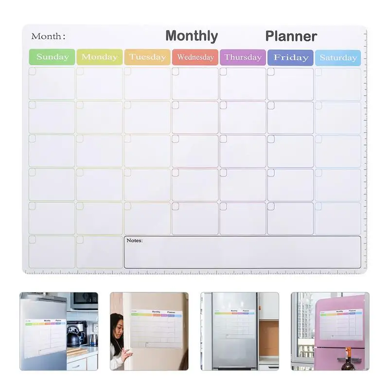 1pc Magnetic Calendar Whiteboard Wall Decal For Study Planning & Leaving  Message On Refrigerator