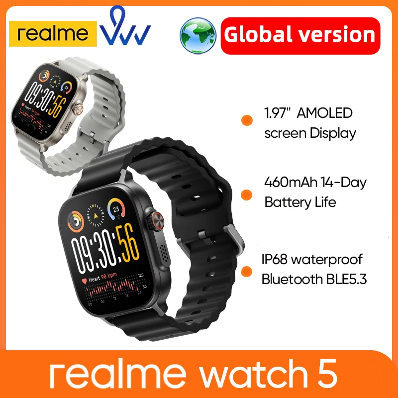 realme watch 5 1.97" 600nits AMOLED 14-Day Battery Life Global Version