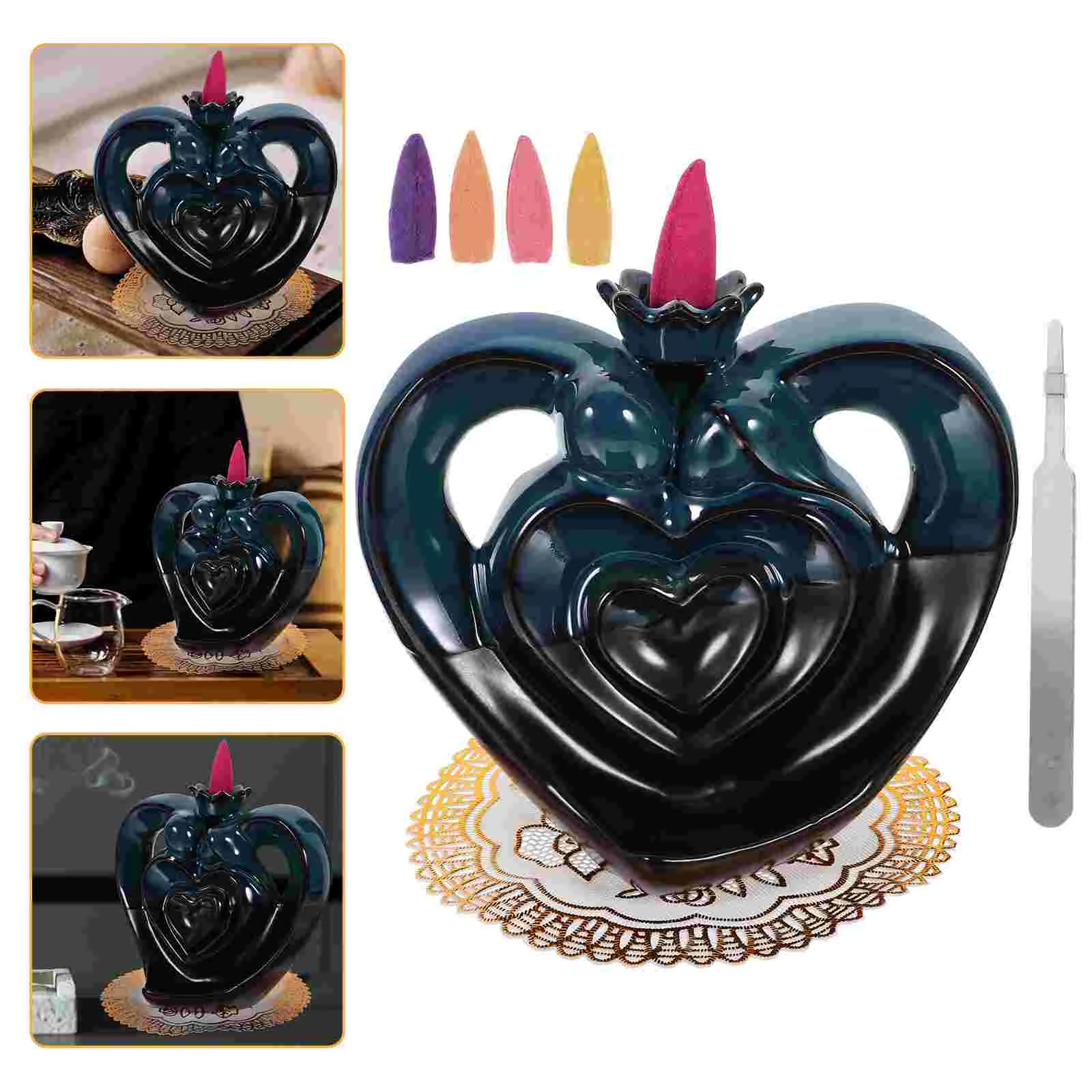 

Backflow Incense Burner Aroma Unique Flowing Cones Ornament Spiritual Waterfall Holder