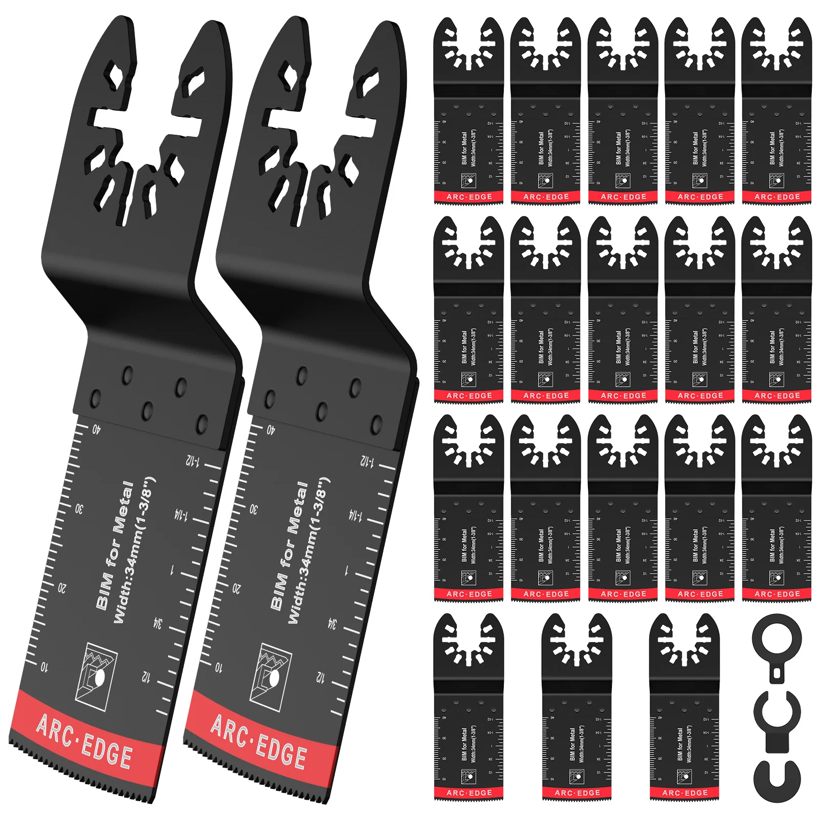 

20Pcs Oscillating Saw Blades Set Curved-Edge Bi-Metal Oscillating Multitool Blades Universal Cutting Oscillating Tool Blades