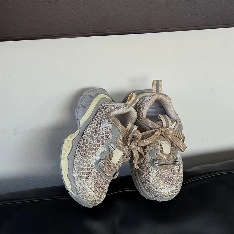 Spring New Children's Fishing Net Water Diamond Running Shoes Boys Girl Explosive Street Trendy Sports Shoes 4-15 years old