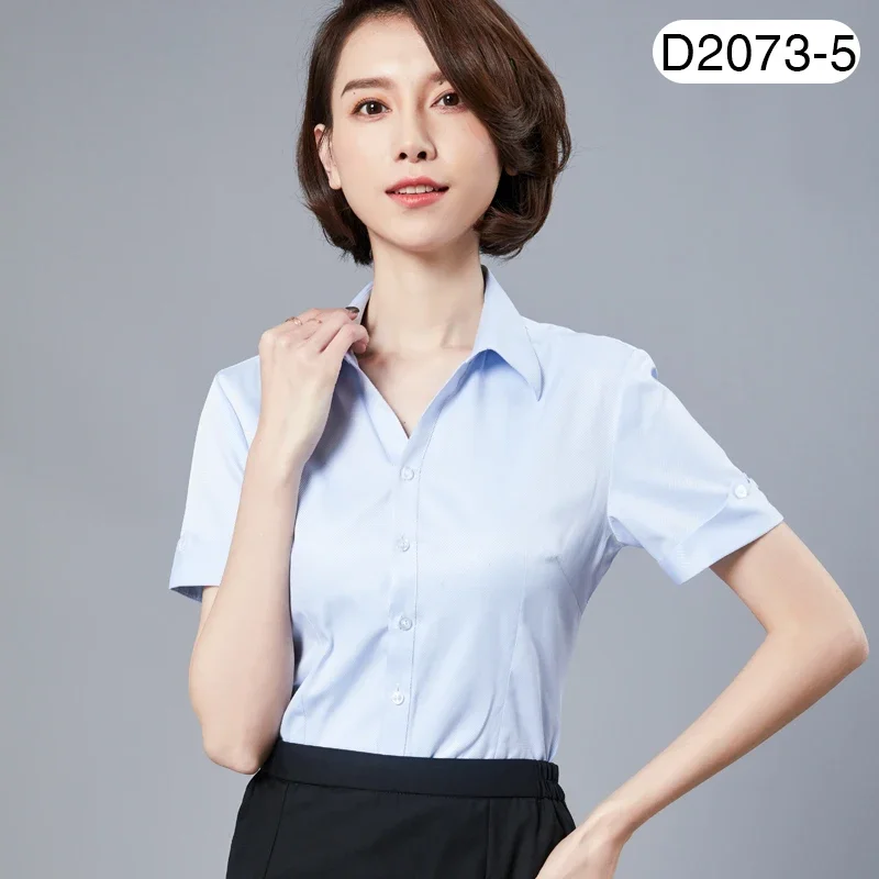 여성용 여름 반팔 셔츠, 슬림핏 포멀 플레인 셔츠, 부드러운 비즈니스 사무실 엘레한트 의류, 무료 배송 아이템 탑