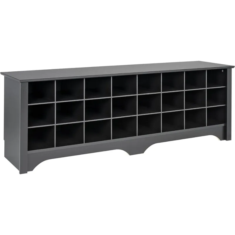 Prepac 24 Pair Shoe Storage Cubby Bench, Black