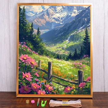 Kits de bricolage de points de croix de paysage de montagne 11CT 14CT, peinture décorative pour la maison, broderie de paysage imprimé, artisanat de couture 1