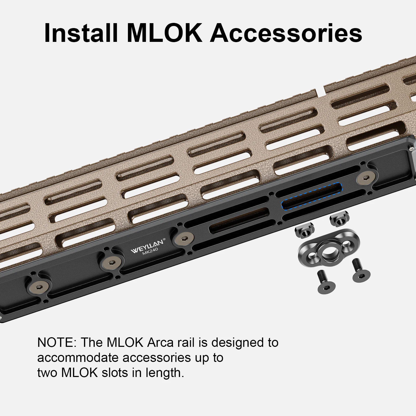 MK240 M-LOK Arca Rail Tripod Bipod Mount Adapter for Rifle Tripod Ballhead ARCA/