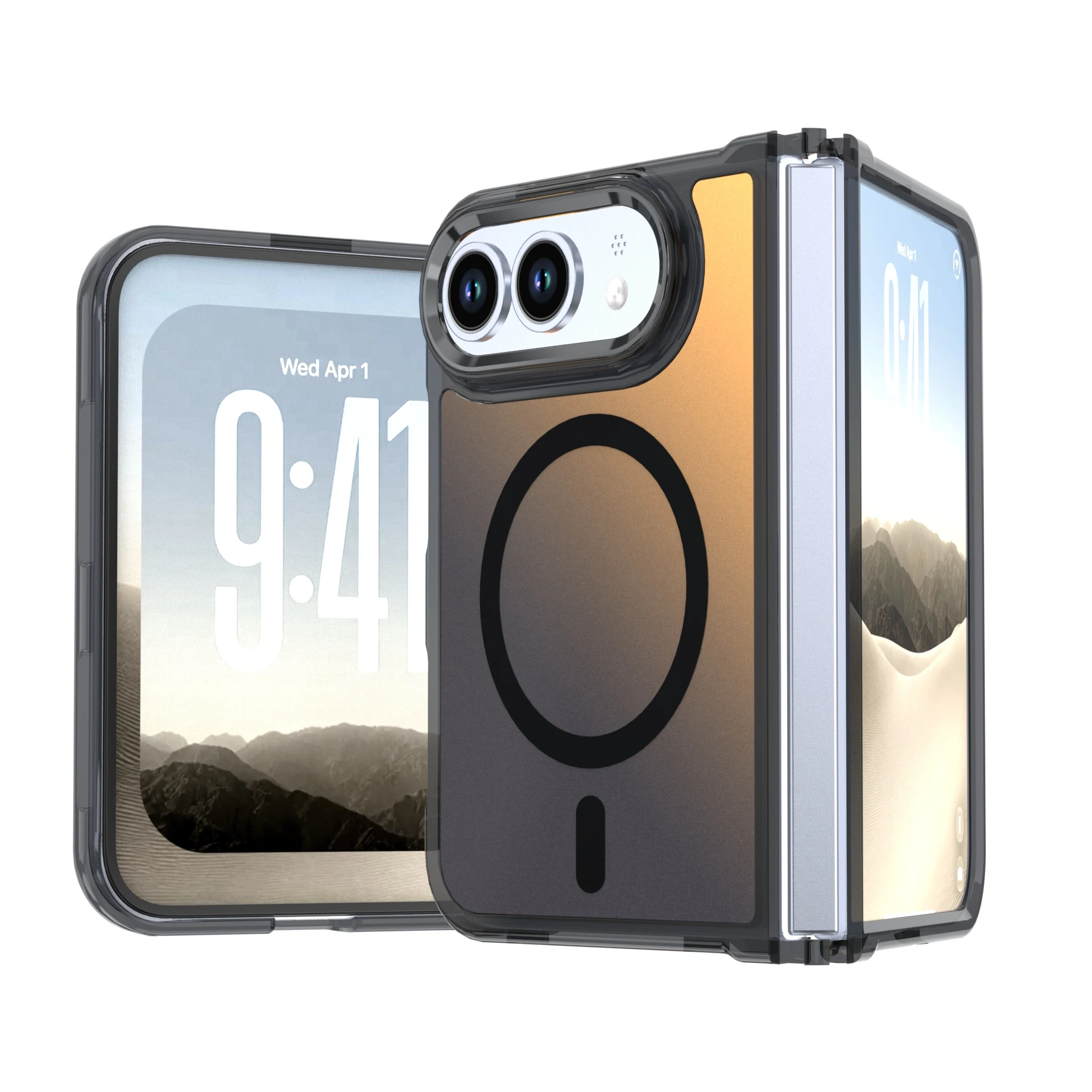 Sleek Magnetic Fold Matte Phone Case - Ultra Slim, Wireless Charging Compatible, Shockproof Full-Body Protection
