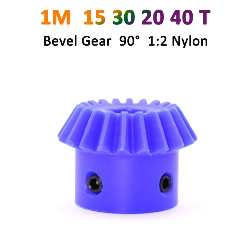 Paire D'engrenages Coniques Droits 90° Module 1 - Nylon Bleu - 15 à 30 Dents