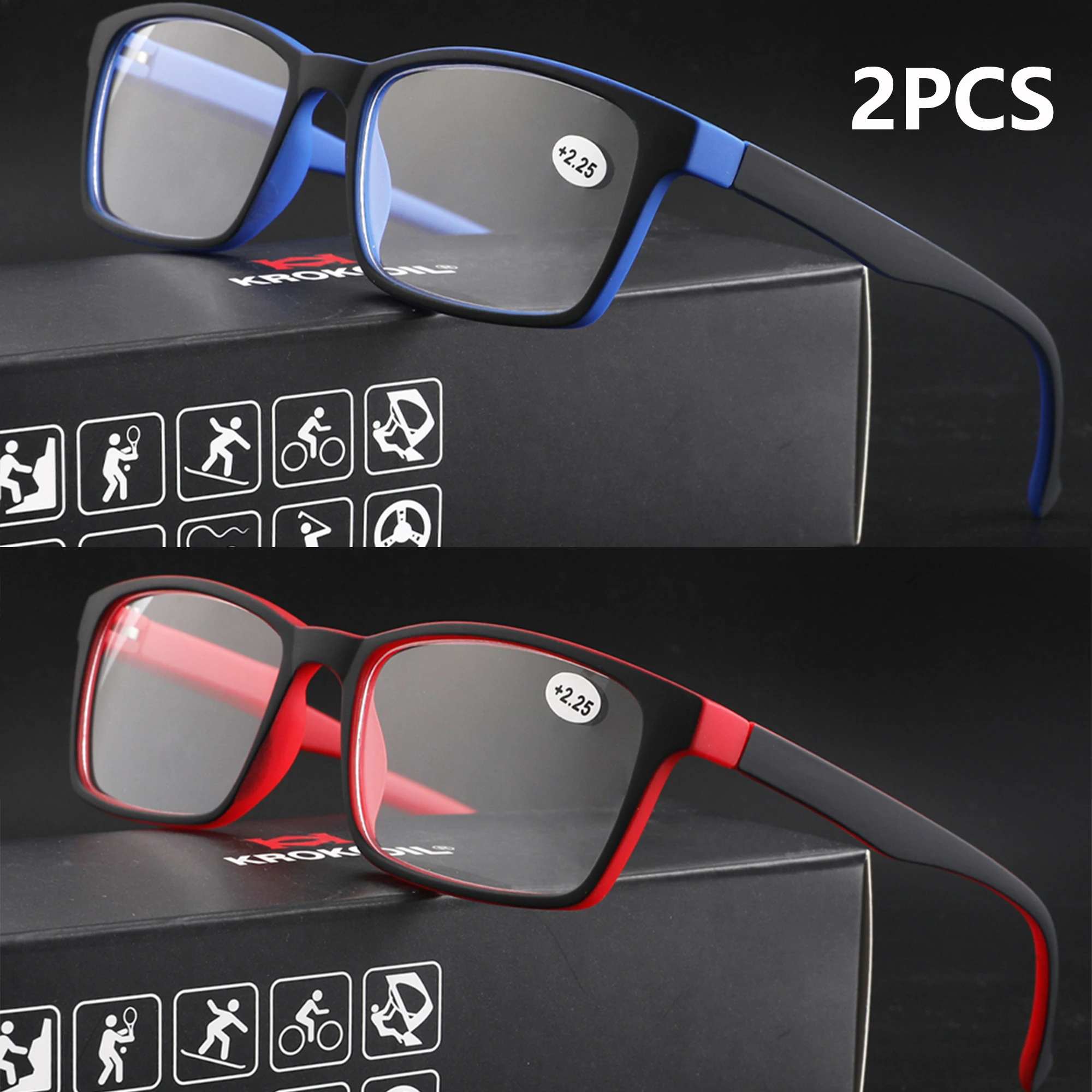2PCS Lesebrille Für Männer Und Frauen Frühling Scharnier Brillen Blau Licht Blockieren Brillen HD Linsen Angenehm Tragen