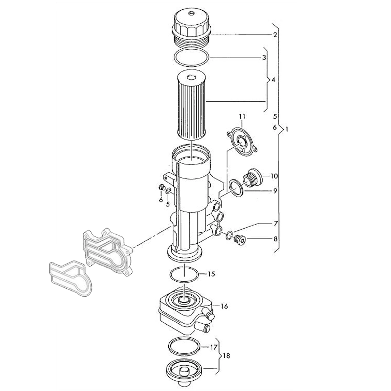 Motorölkühler-Filtergehäuse-Dichtungssatz für VW Crafter 30-35 2009 2010 2011 2012 2013 2014 2015 2016 2.5 TDI – Detail 3