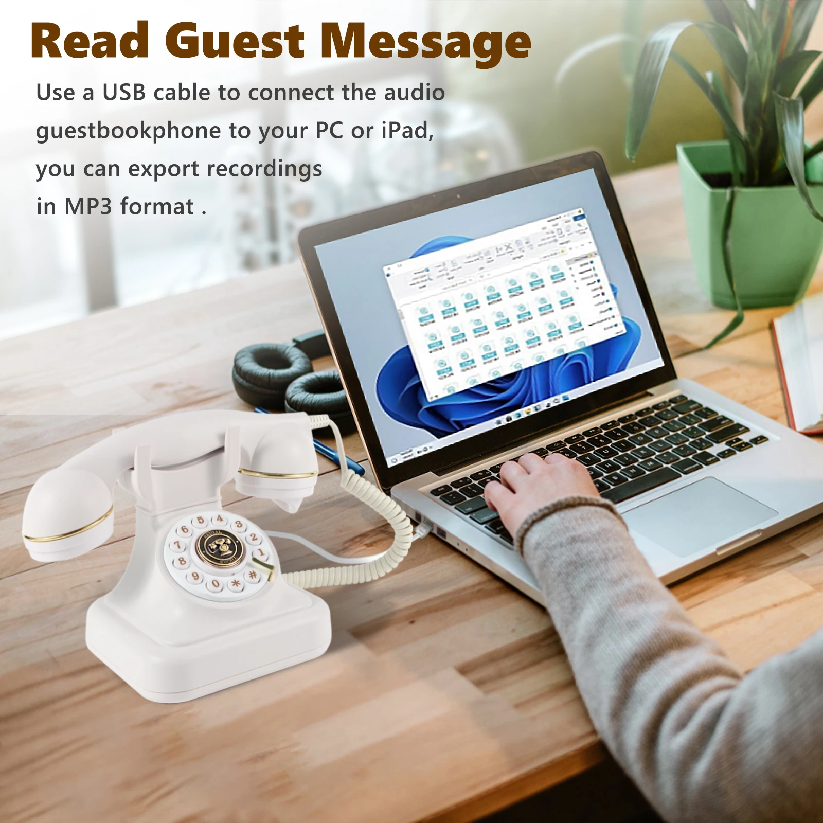 كتاب ضيوف صوتي بنمط عتيق ، هاتف زفاف ، رسالة صوتية...