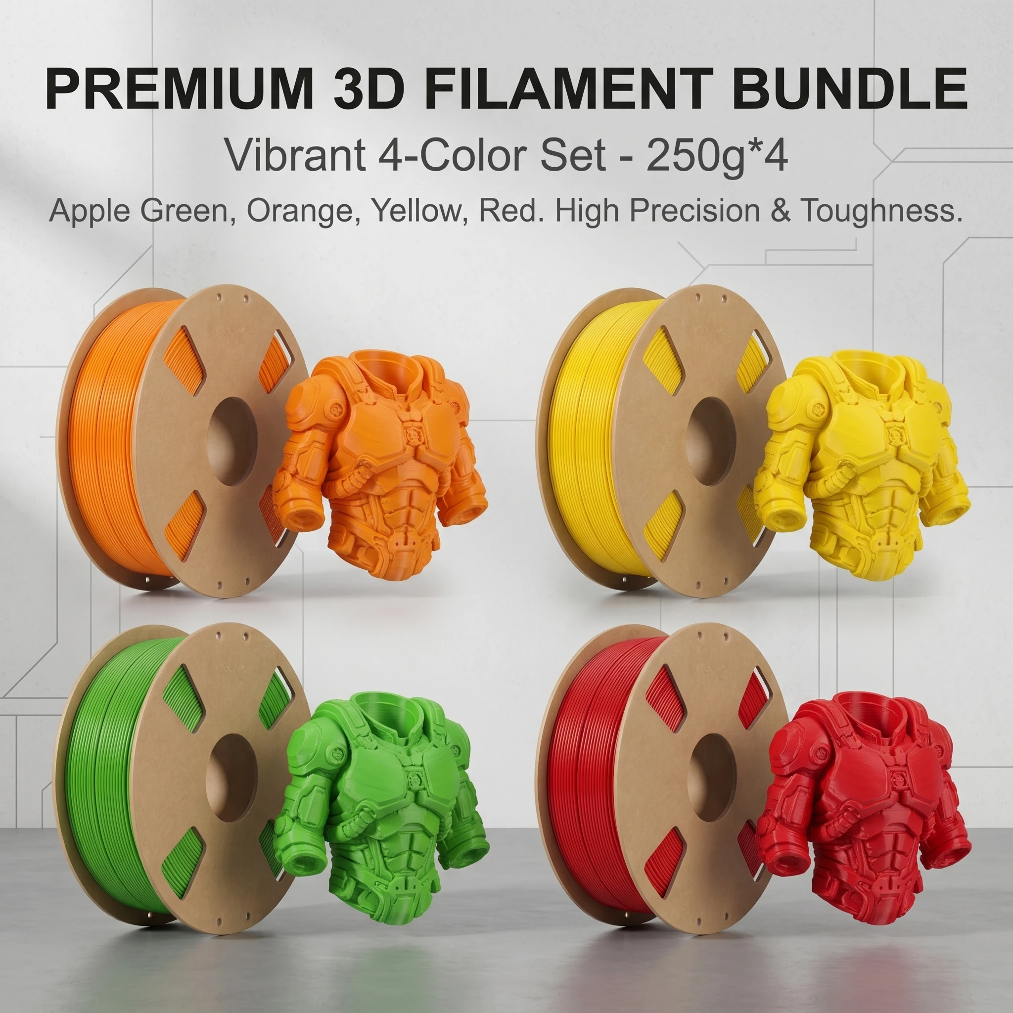 3D 프린터 하이퍼 PLA 필라멘트 1.75mm RFID 번들, 엉킴 없는 고정밀 3D 프린팅 필라멘트