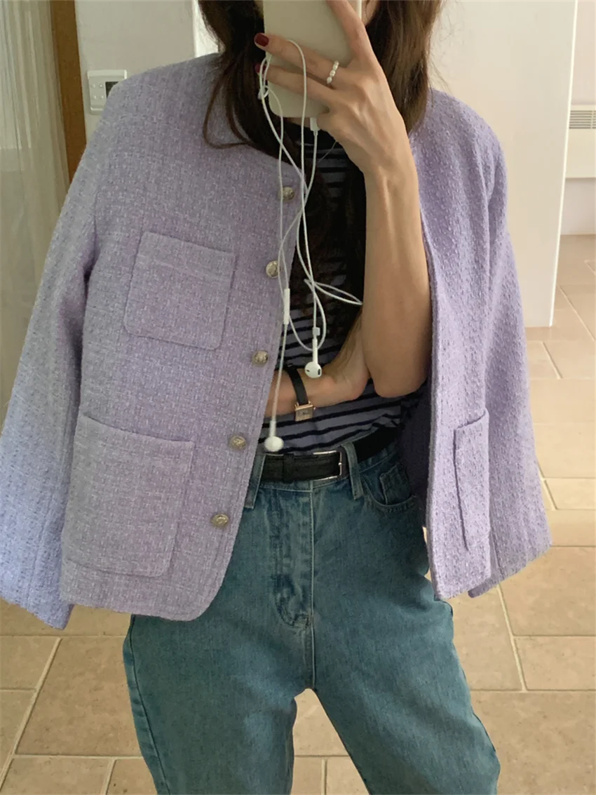 Arazooyi Weave Blazers Fashion Women Office Wear Lady Autumn 2023 Elegant All Match Chic New Slim-Fit High Street Coats