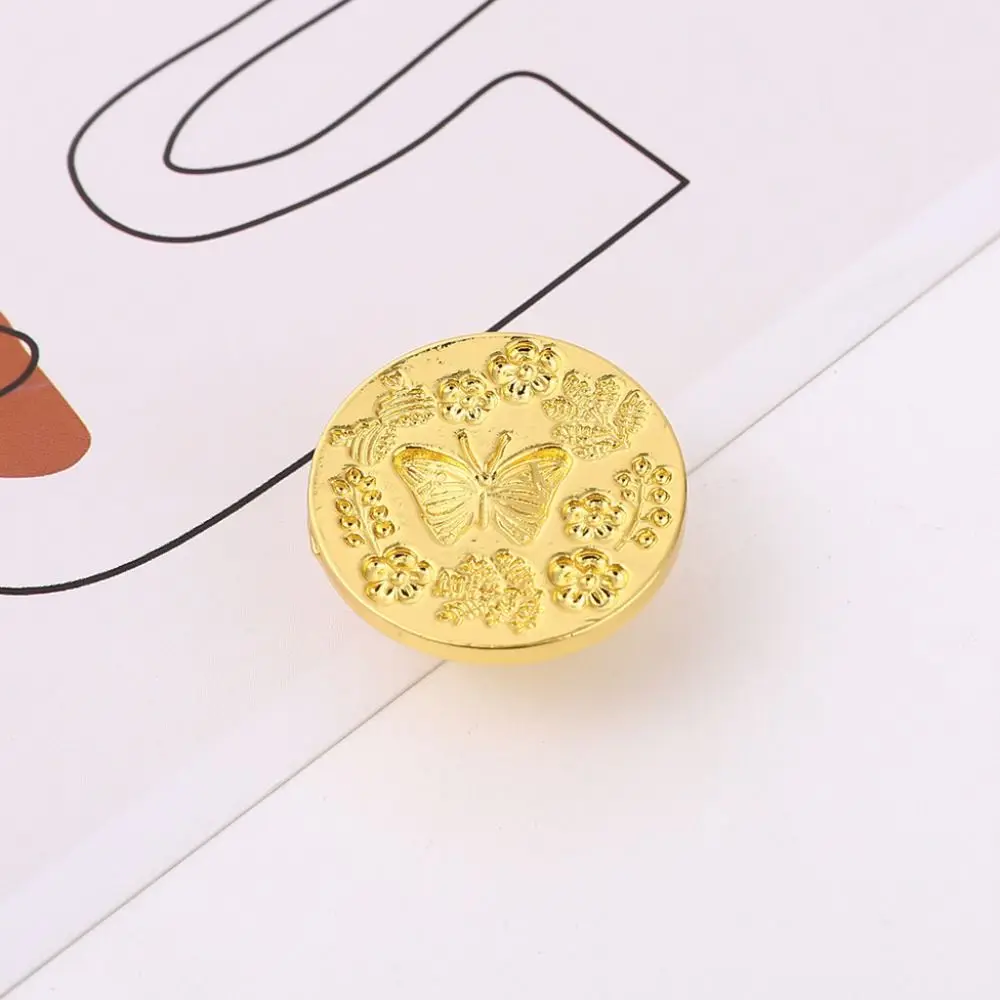 DIY 도구 나비 왁스 씰 스탬프 유럽 스타일 탈부착식 레트로 씰링 왁스 스탬프 헤드 미니 나뭇잎 왁스 씰 스탬프 다각형 헤드