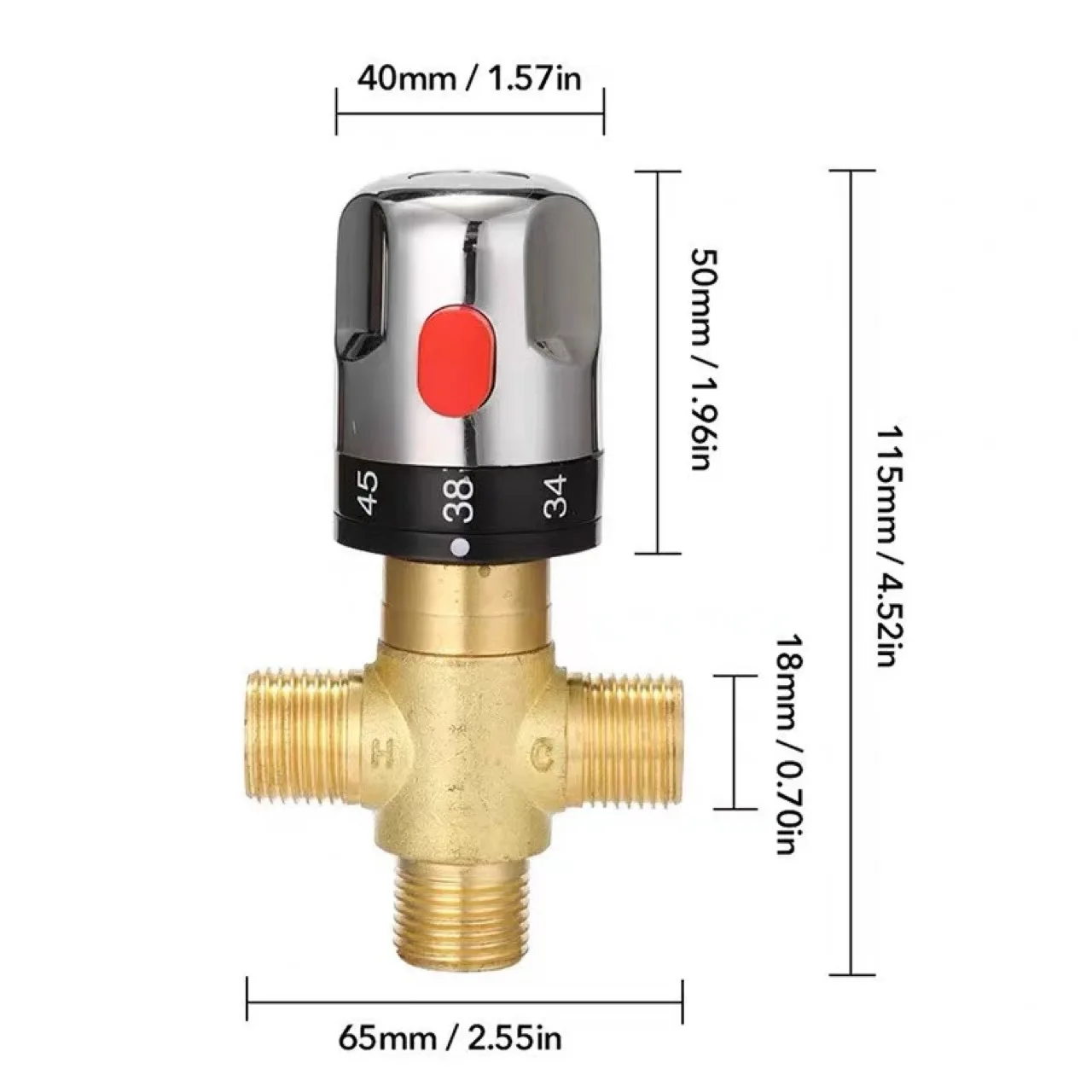 Bathroom Brass PipeThermostat  Faucet Mixing Valve Adjustable Temperature Mixer Valve Water Control Valve For Water Heater