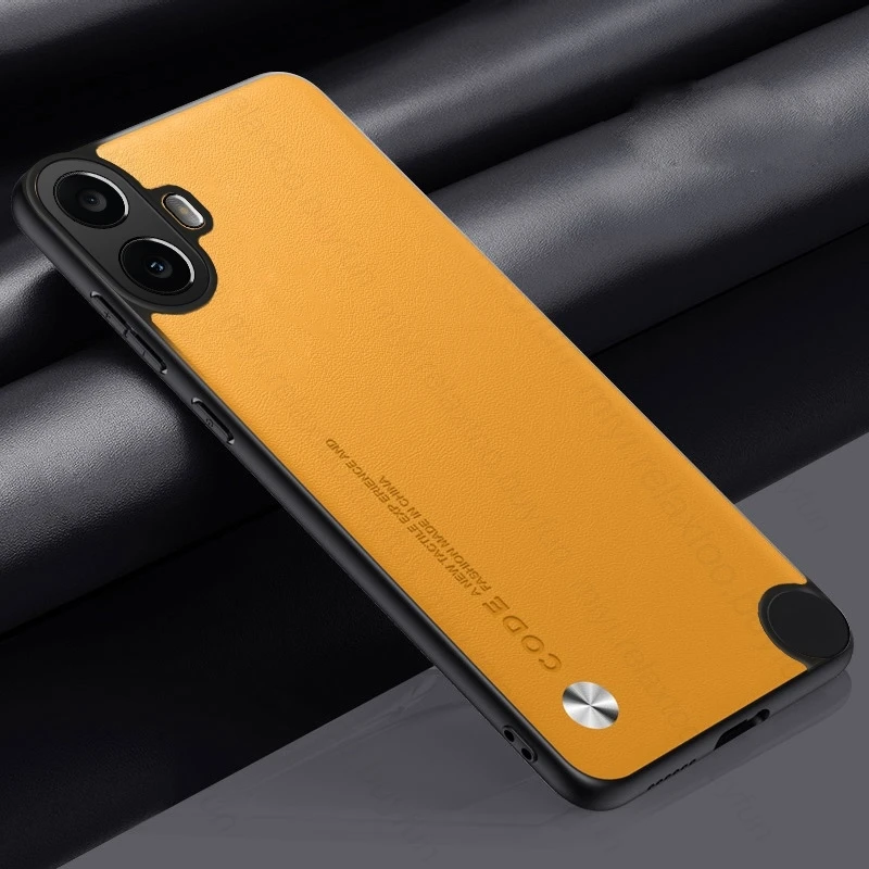 Luxury Plain Leather Texture Phone Case with TPU Soft Frame