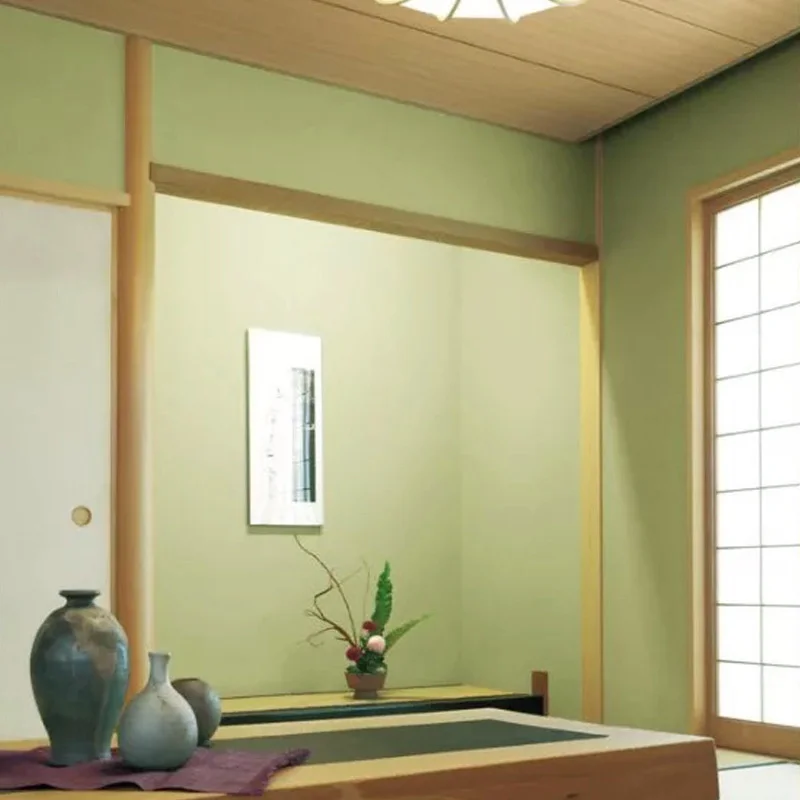 Tatami wallpaper green plain color and room Japanese decorative wallpaper bedroom restaurant Japanese Matcha green