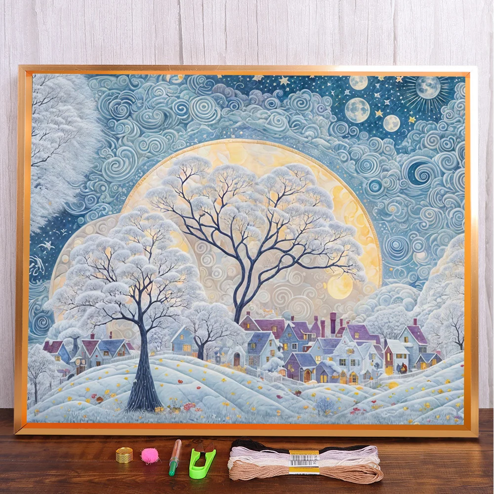 Landschaft Fantasie Baum gedruckt 11CT Kreuzstich Muster Stickerei Hobby Handwerk Malerei Handwerk anders für Erwachsene Magie