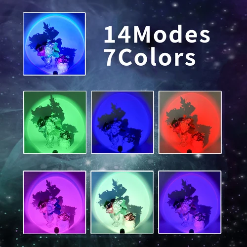 1x USB 일몰 램프 LED 레인보우 네온 야간 조명 프로젝터 사진 벽 분위기 조명, 침실 홈 룸 장식 선물 3
